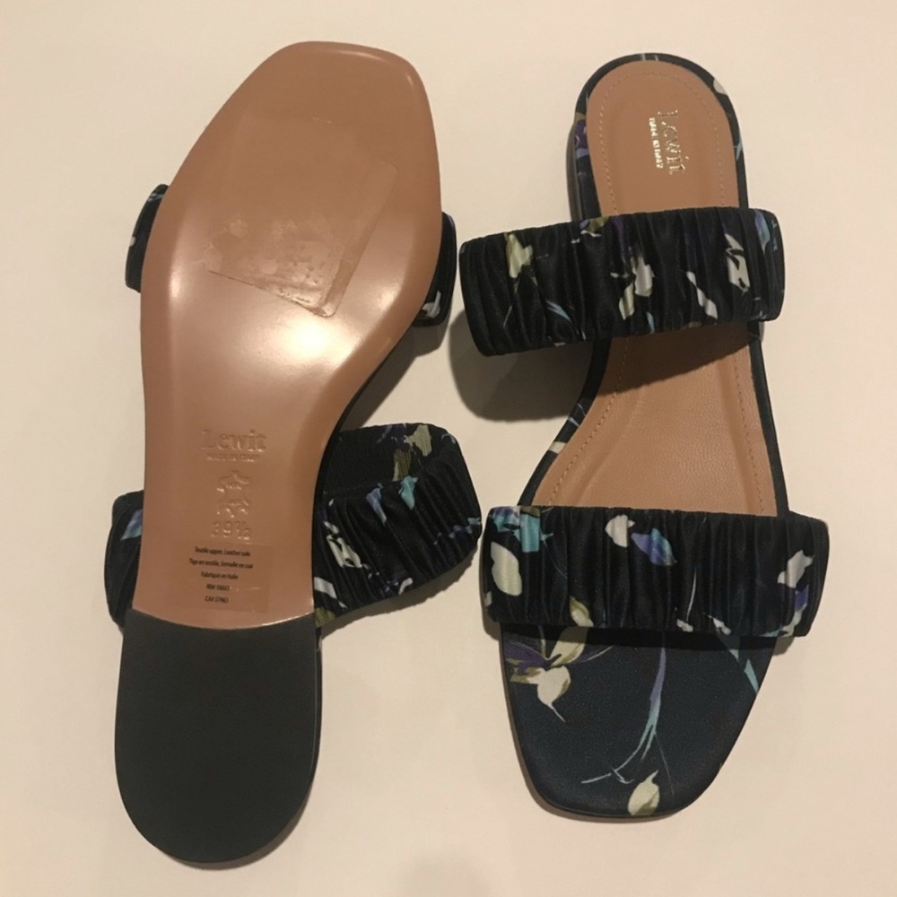New Lewit Elena Ruched Floral Slides - Picture 3 of 8
